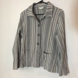 Appleseeds Woven Vertical Striped Button Down Top